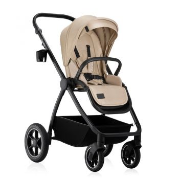 Carucior 3 in 1 Lionelo Meril, cu landou de dimensiune XL, reversibil, cu scoica auto testata ADAC, cu accesorii, pana la 22 kg, conform cu EN1888-1 EN1888-2, EN1466, bej