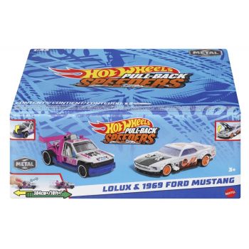 HOT WHEELS SET 2 MASINUTE METALICE PULL BACK LOLUX SI 1969 FORD MUSTANG 1:43