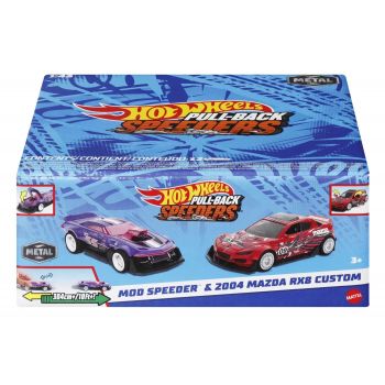 HOT WHEELS SET 2 MASINUTE METALICE PULL BACK MOD SPEEDER SI 2004 MAZDA RX8 CUSTOM 1:43