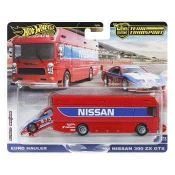 HOT WHEELS TRANSPORTATOR EURO HAULER CU MASINUTA NISSAN 300 ZX GTS SCARA 1:64