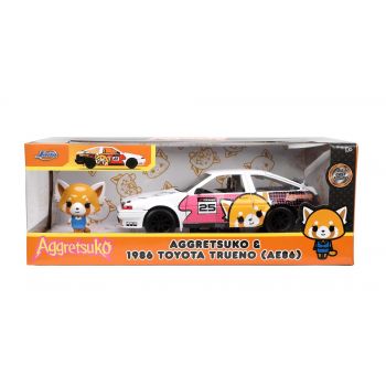 JADA AGGRETSUKO SET MASINUTA METALICA SI FIGURINA AGGRETSUKO SI TOYOTA TRUENO SCARA 1:24