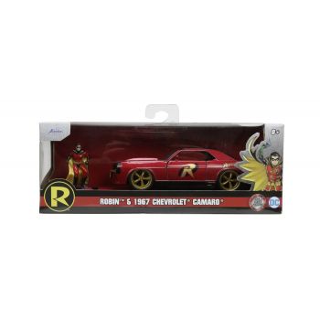 JADA BATMAN SET FIGURINA ROBIN SI MASINUTA METALICA CHEVROLET CAMARO 1967 SCARA 1:32