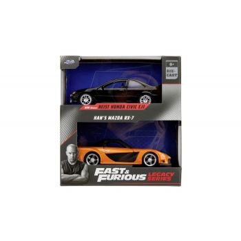 JADA FAST & FURIOUS LEGACY SERIES SET 2 MASINUTE METALICE HONDA CIVIC SI MAZDA RX-7 SCARA 1:32