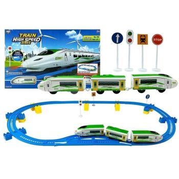 Set circuit tren cu baterii, pentru copii, LeanToys, 5151, 257 cm