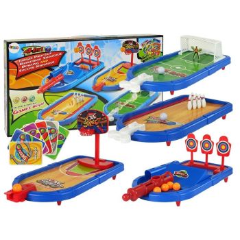 Set de jocuri 4 in 1, pentru copii, baschet, fotbal, bowling si tinta, LeanToys, 9470