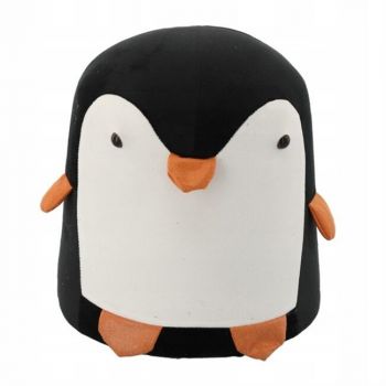 Taburet pentru copii, model pinguin, textil, lemn, negru si alb, max 50 kg, 28x34 cm, Chomik