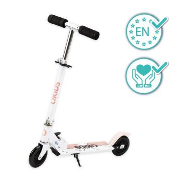 Trotineta copii, QKIDS, FLO Pink, Rulmenti ABEC-9, Roti poliuretan 85A, Ghidon T-shape, Platforma anti-derapanta, Defender brake