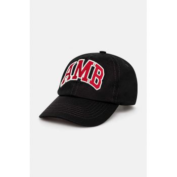 AMBUSH șapcă de baseball din bumbac Baseball Cap Tap culoarea negru, cu imprimeu, BMLB002F24FAB0011028