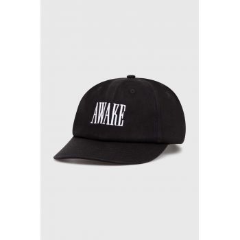 Awake NY șapcă de baseball din bumbac Logo Hat culoarea negru, cu imprimeu, SP24-HT004