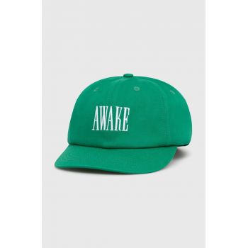 Awake NY șapcă de baseball din bumbac Logo Hat culoarea verde, cu imprimeu, SP24-HT004