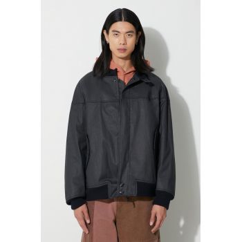 Baracuta geacă bomber Cotton PU Derby bărbați, culoarea bleumarin, de tranziție, BRCPS0985