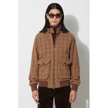 Baracuta jachetă bomber din lână P. Wool G9 AF Pocket Unpadded culoarea maro, de tranziție, oversize, BRCPS1003