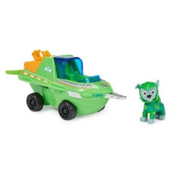 Figurina Paw Patrol, Aqua Pups, Vehicul Peste Spada si figurina Rocky