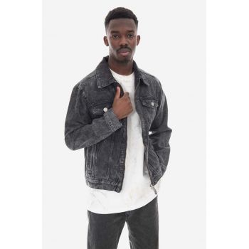 Han Kjøbenhavn geacă din denim Zip Denim Jacket bărbați, culoarea negru, de tranziție M.132523-BLACK