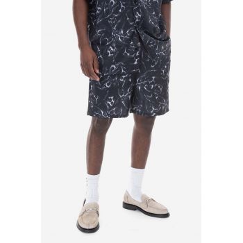 Han Kjøbenhavn pantaloni scurți Chrome Tribal Printed Track Shorts bărbați, culoarea negru M.132503-BLACK