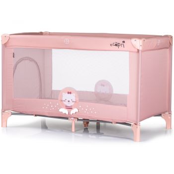 Patut pentru copii Chipolino Capri Cat Pink pliabil, saltea pentru nivelul inferior, intrarea laterala, buzunare laterale, geanta transport, standardul EN716-1 , greutate suportata 15 kg