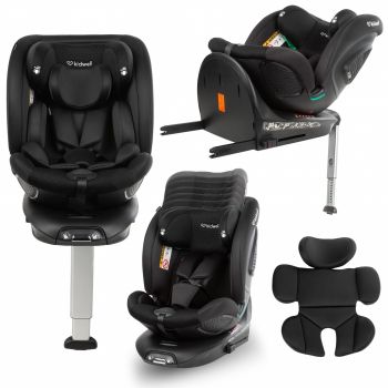 Scaun auto Kidwell GoCar Negru cu isofix, grupa 40-135 cm, i-Size, omologare R129, rotativ 360, protectie laterala ASP