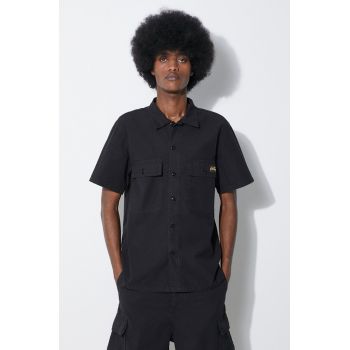 Stan Ray camasa din bumbac Cpo Short Sleeve barbati, culoarea negru, cu guler clasic, slim, SS2401963