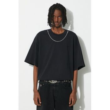 AMBUSH tricou din bumbac Ballchain barbati, culoarea negru, neted, BMAA001S24JER