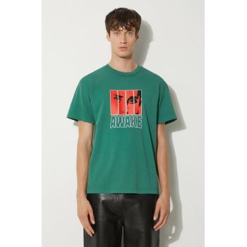 Awake NY tricou din bumbac Vegas T Shirt barbati, culoarea verde, cu imprimeu, SP24-TS006