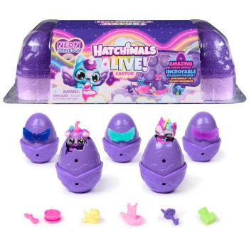 Set figurine in cosulet, Hatchimals, Alive Neon Rainbow Carton