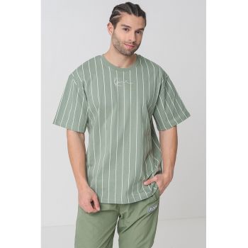 Tricou cu decolteu la baza gatului in dungi de firma original