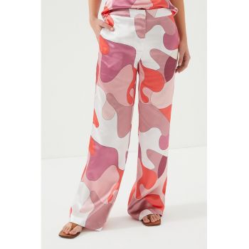 Pantaloni drepti cu model abstract