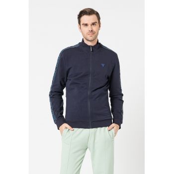 Bluza sport cu fermoar si benzi logo - pentru fitness