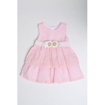 Rochie evazata cu aplicatii in forma de floare
