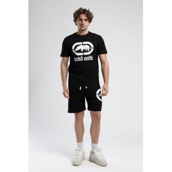 Tricou cu decolteu la baza gatului si imprimeu logo