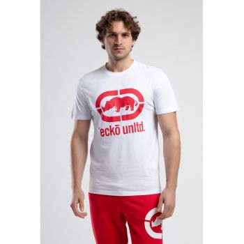 Tricou cu decolteu la baza gatului si imprimeu logo