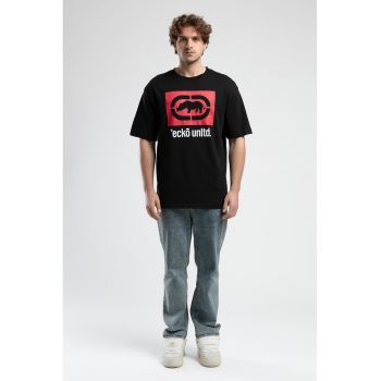 Tricou cu decolteu la baza gatului si imprimeu logo