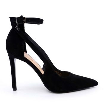 Pantofi stiletto d'orsay femei Enzo Bertini negri din piele întoarsă 1129DP2427VN