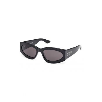Ochelari de soare ovali cu lentile uni - Negru -