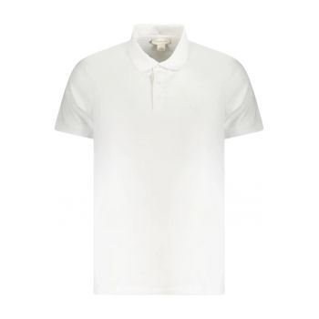 Tricou polo barbati - cu imprimeu uni - Regular fit - Alb -