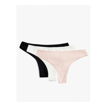 Set de chiloti tanga din amestec de bumbac - 3 perechi