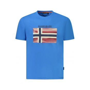 Tricou din bumbac barbati - cu imprimeu cu logo - Regular Fit - Albastru deschis -
