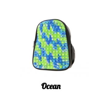 Rucsac  Pop It piele ecologica P11 - 31 x 24 x 12 cm - Verde - Negru - Albastru