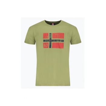 Tricou barbati cu decolteu la baza gatului si imprimeu cu logo