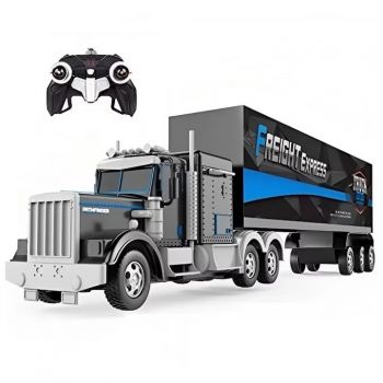 TIR RC de jucarie pentru copii 3+ ani – lumini, incarcare USB, 68 cm TIR RC de jucarie pentru copii 3+ ani – lumini, incarcare USB, 68 cm